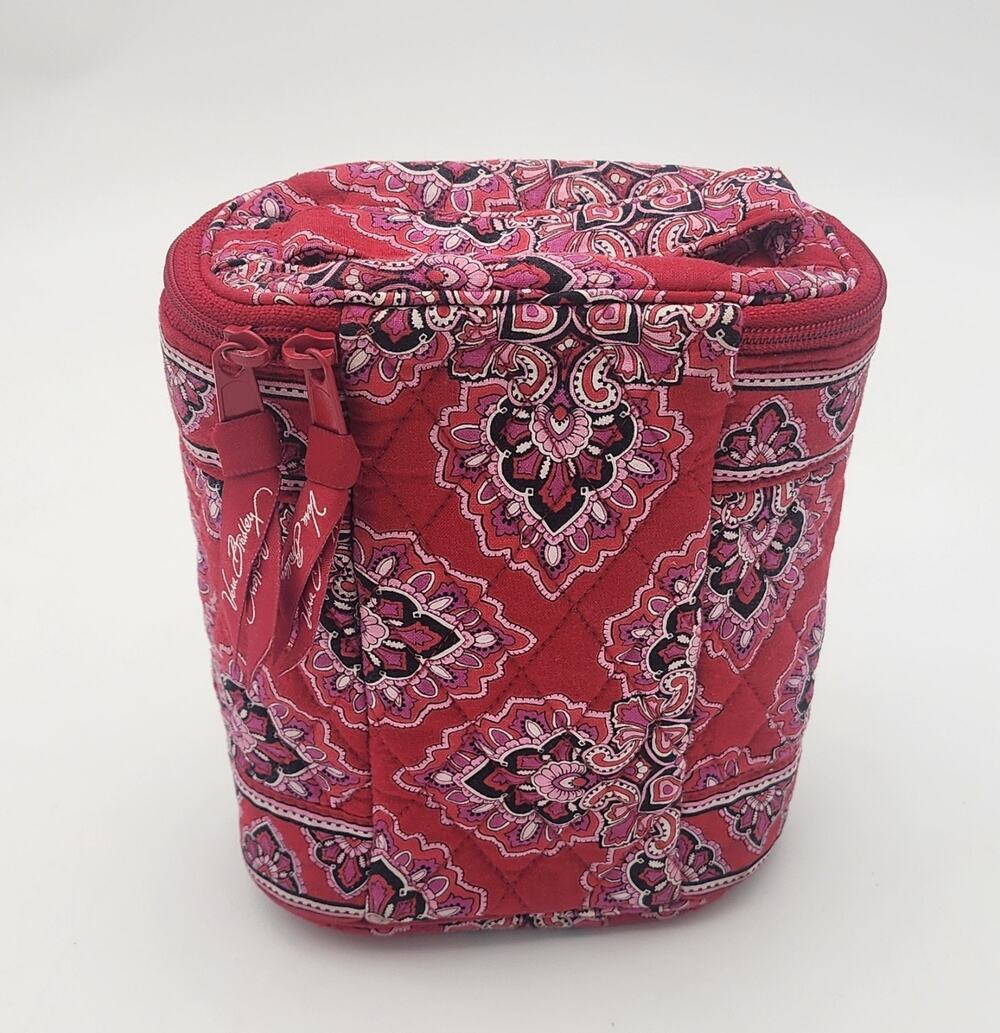 Vera Bradley Lunch Bag Cooler Insulated Bag Red Pink Paisley Zipper Strap